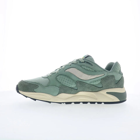 Saucony Grid Shadow 2 S70806-3 Mens Green Suede Lifestyle Sneakers Shoes
