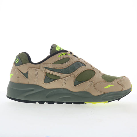 Saucony Grid Shadow 2 S70846-2 Mens Green Canvas Lifestyle Sneakers Shoes