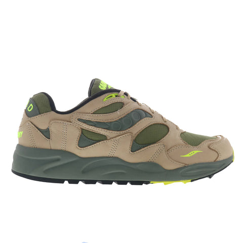 Saucony Grid Shadow 2 S70846-2 Mens Green Canvas Lifestyle Sneakers Shoes