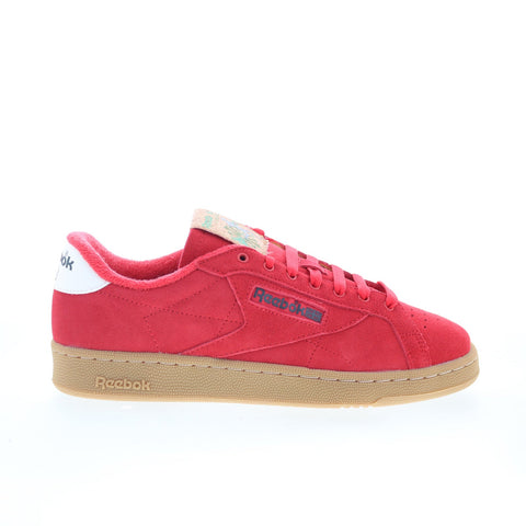 Reebok Club C Ground Mens Red Suede Lifestyle Sneakers Shoes