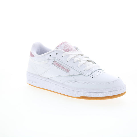 Reebok Club C 85 Womens White Leather Lace Up Lifestyle Sneakers Shoes