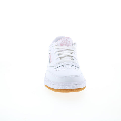 Reebok Club C 85 Womens White Leather Lace Up Lifestyle Sneakers Shoes