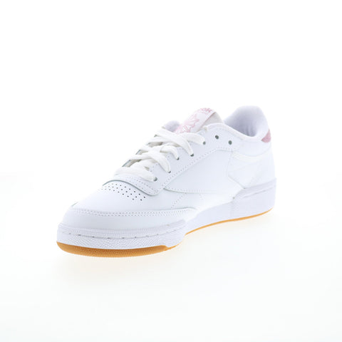 Reebok Club C 85 Womens White Leather Lace Up Lifestyle Sneakers Shoes