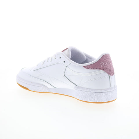 Reebok Club C 85 Womens White Leather Lace Up Lifestyle Sneakers Shoes