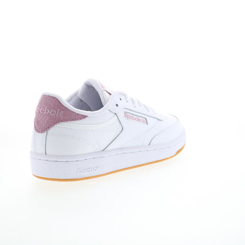 Reebok Club C 85 Womens White Leather Lace Up Lifestyle Sneakers Shoes