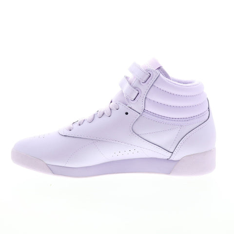 Reebok Freestyle Hi Womens Purple Leather Lace Up Lifestyle Sneakers Shoes