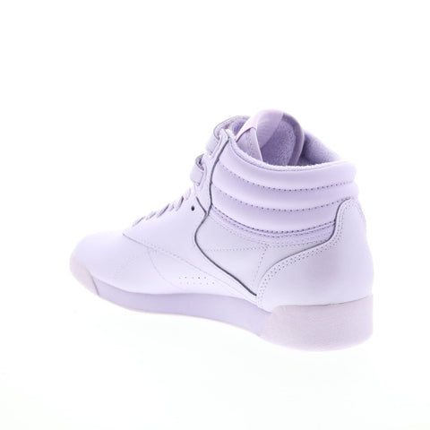 Reebok Freestyle Hi Womens Purple Leather Lace Up Lifestyle Sneakers Shoes