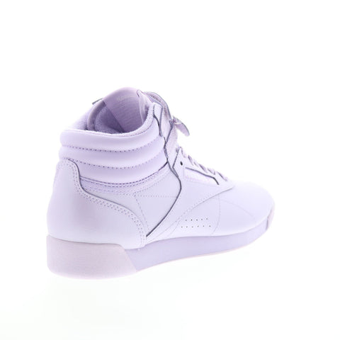 Reebok Freestyle Hi Womens Purple Leather Lace Up Lifestyle Sneakers Shoes