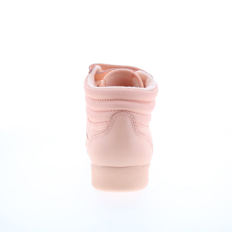 Reebok Freestyle Hi Womens Orange Leather Lace Up Lifestyle Sneakers Shoes