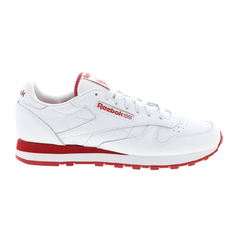 Reebok Classic Leather Mens White Leather Lace Up Lifestyle Sneakers Shoes
