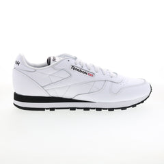 Reebok Classic Leather Mens White Leather Lace Up Lifestyle Sneakers Shoes
