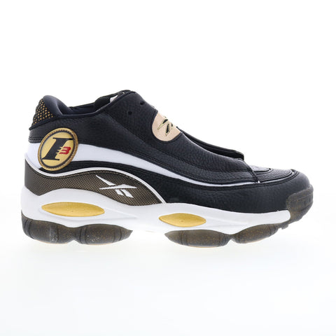Reebok The Answer DMX Mens Black Leather Lace Up Lifestyle Sneakers Shoes