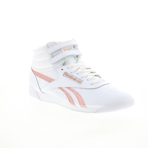 Reebok Freestyle F/S HI Womens White Leather Lifestyle Sneakers Shoes
