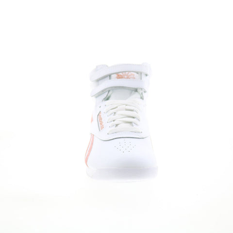 Reebok Freestyle F/S HI Womens White Leather Lifestyle Sneakers Shoes