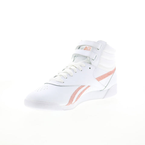 Reebok Freestyle F/S HI Womens White Leather Lifestyle Sneakers Shoes