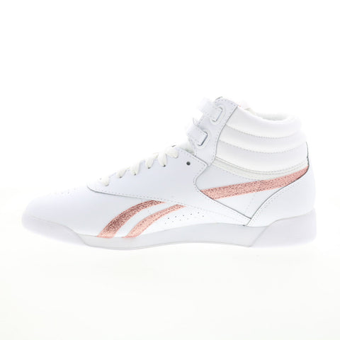 Reebok Freestyle F/S HI Womens White Leather Lifestyle Sneakers Shoes