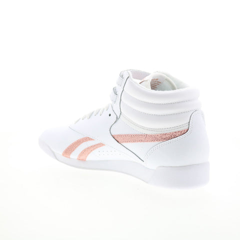 Reebok Freestyle F/S HI Womens White Leather Lifestyle Sneakers Shoes