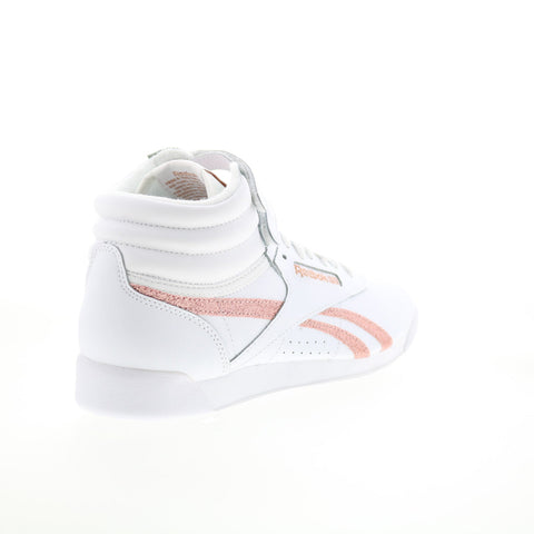 Reebok Freestyle F/S HI Womens White Leather Lifestyle Sneakers Shoes