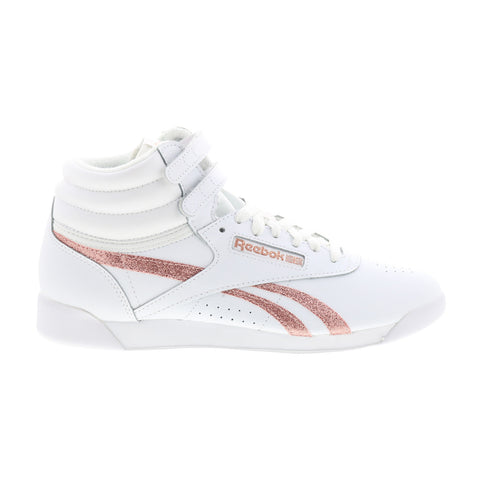 Reebok Freestyle F/S HI Womens White Leather Lifestyle Sneakers Shoes