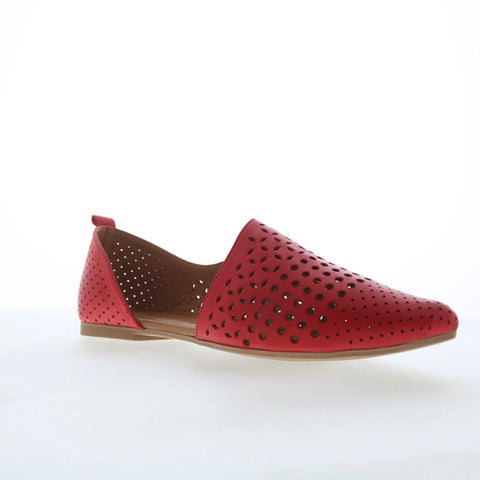 Miz Mooz Gwenna Womens Red Leather Slip On Loafer Flats Shoes