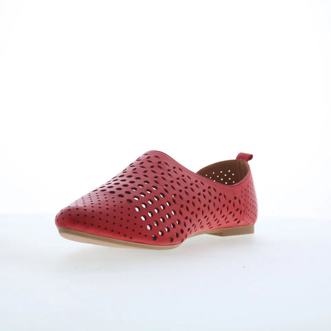 Miz Mooz Gwenna Womens Red Leather Slip On Loafer Flats Shoes