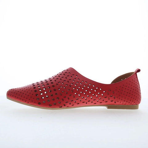 Miz Mooz Gwenna Womens Red Leather Slip On Loafer Flats Shoes