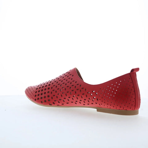 Miz Mooz Gwenna Womens Red Leather Slip On Loafer Flats Shoes