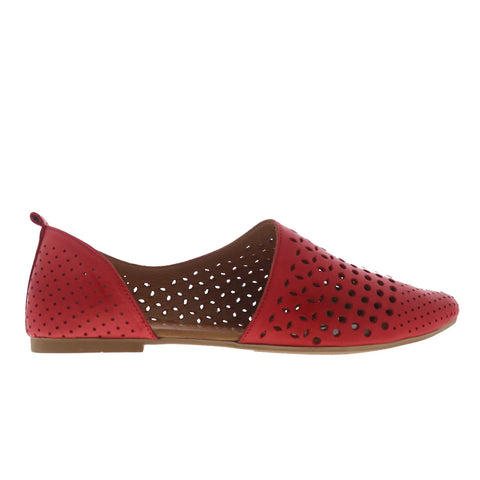 Miz Mooz Gwenna Womens Red Leather Slip On Loafer Flats Shoes
