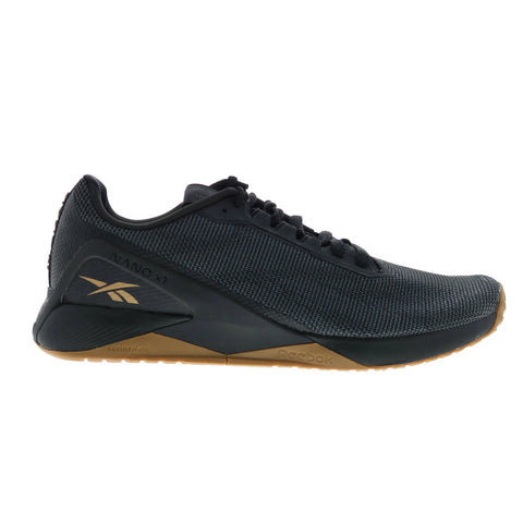 Reebok Nano X1 Grit Mens Black Canvas Lace Up Athletic Cross Training Shoes