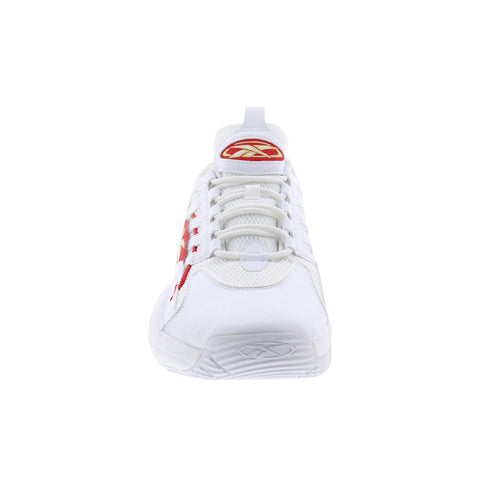 Reebok Solution Mid Mens White Synthetic Lace Up Athletic Basketball Shoes