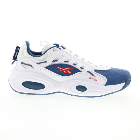Reebok Solution Mid Mens Blue Synthetic Lace Up Athletic Basketball Shoes