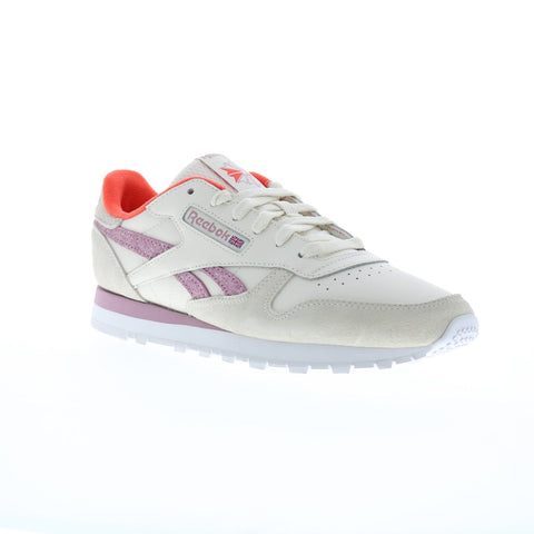 Reebok Classic Leather Womens Beige Leather Lace Up Lifestyle Sneakers Shoes