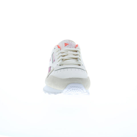 Reebok Classic Leather Womens Beige Leather Lace Up Lifestyle Sneakers Shoes