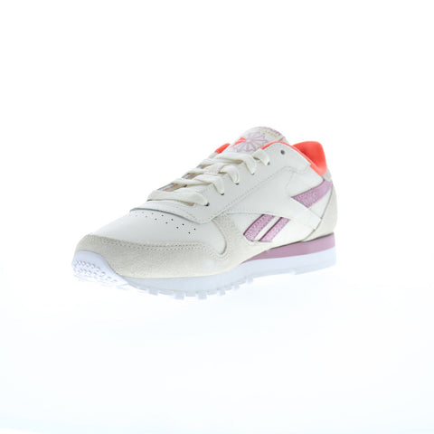 Reebok Classic Leather Womens Beige Leather Lace Up Lifestyle Sneakers Shoes