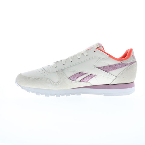 Reebok Classic Leather Womens Beige Leather Lace Up Lifestyle Sneakers Shoes