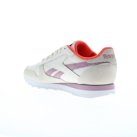 Reebok Classic Leather Womens Beige Leather Lace Up Lifestyle Sneakers Shoes