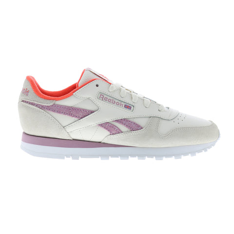 Reebok Classic Leather Womens Beige Leather Lace Up Lifestyle Sneakers Shoes