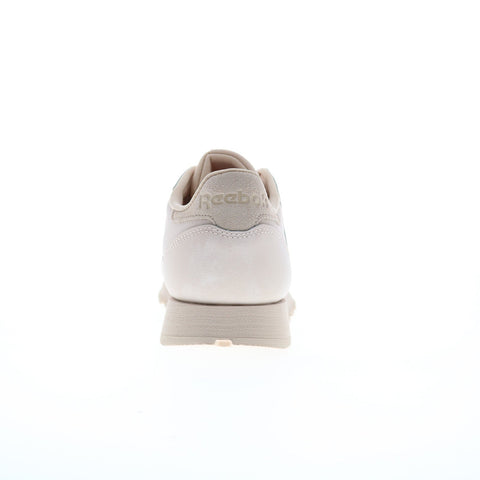Reebok Classic Leather Womens Beige Nubuck Lace Up Lifestyle Sneakers Shoes