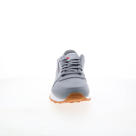 Reebok Classic Leather Mens Gray Leather Lace Up Lifestyle Sneakers Shoes