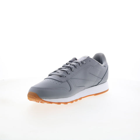 Reebok Classic Leather Mens Gray Leather Lace Up Lifestyle Sneakers Shoes
