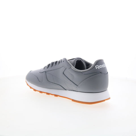 Reebok Classic Leather Mens Gray Leather Lace Up Lifestyle Sneakers Shoes
