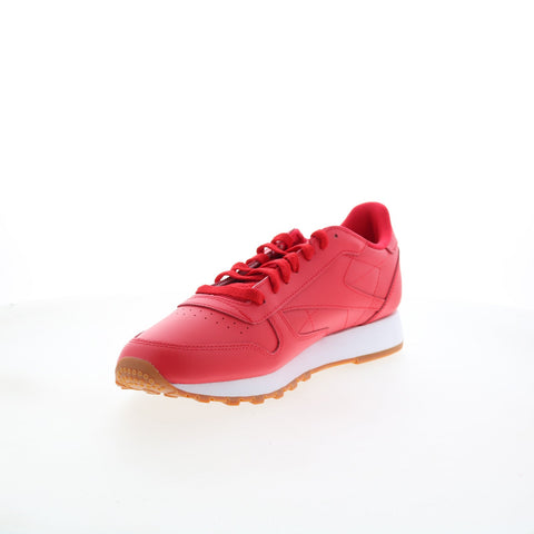 Reebok Classic Leather Mens Red Leather Lace Up Lifestyle Sneakers Shoes