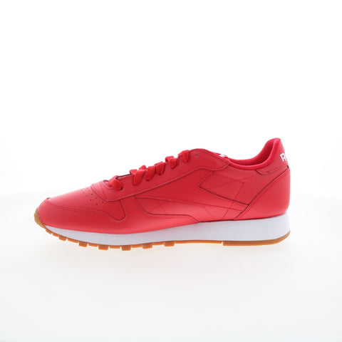 Reebok Classic Leather Mens Red Leather Lace Up Lifestyle Sneakers Shoes