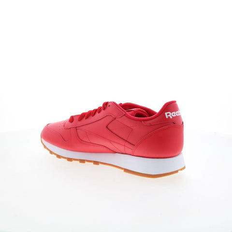 Reebok Classic Leather Mens Red Leather Lace Up Lifestyle Sneakers Shoes