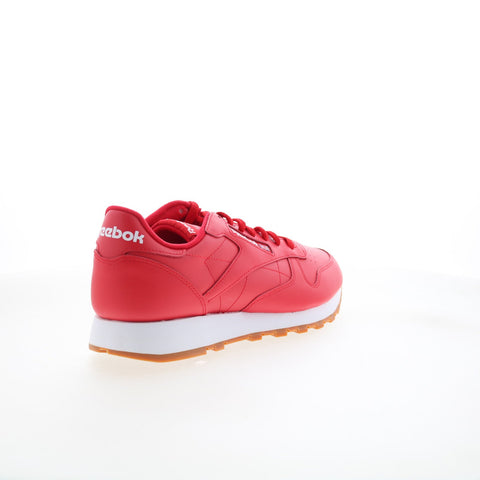 Reebok Classic Leather Mens Red Leather Lace Up Lifestyle Sneakers Shoes