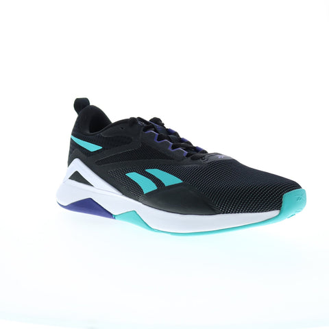 Reebok Nanoflex TR 2.0 Mens Black Mesh Lace Up Athletic Cross Training Shoes