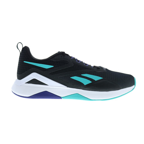 Reebok Nanoflex TR 2.0 Mens Black Mesh Lace Up Athletic Cross Training Shoes