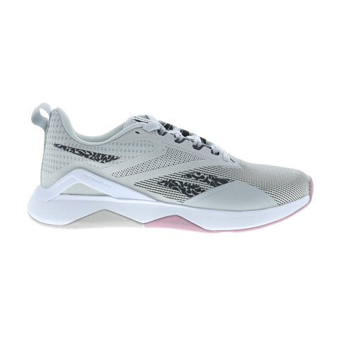 Reebok Nanoflex TR 2.0 Womens Gray Mesh Lace Up Athletic Cross Training Shoes