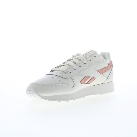 Reebok Classic Leather Womens Beige Leather Lifestyle Sneakers Shoes