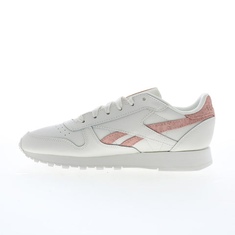 Reebok Classic Leather Womens Beige Leather Lifestyle Sneakers Shoes